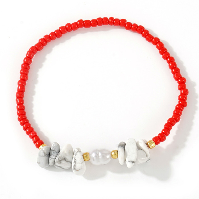 Cross-Border Rice Bead Woven Pearl Bracelet Natural Stone Gravel Decorative Beaded Hand Jewelry Niche High-End Elegant Bracelet