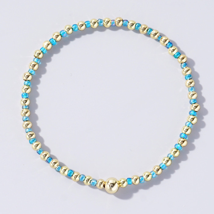 Hot-Selling Bohemian Style Niche Minimalist Fashion Versatile Colorful Rice Beads Handmade Beaded Bracelet for Women