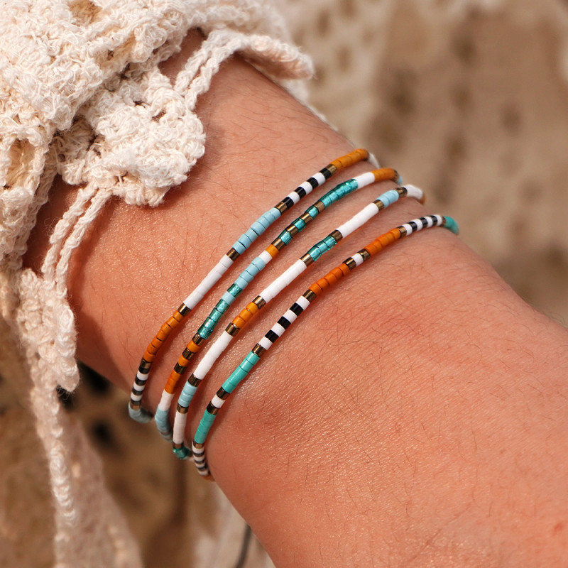 Cross-Border Hot-Selling Bohemian Style Colorful Rice Bead Bracelet Trendy Versatile Beach Vacation Style CCB Beaded Jewelry