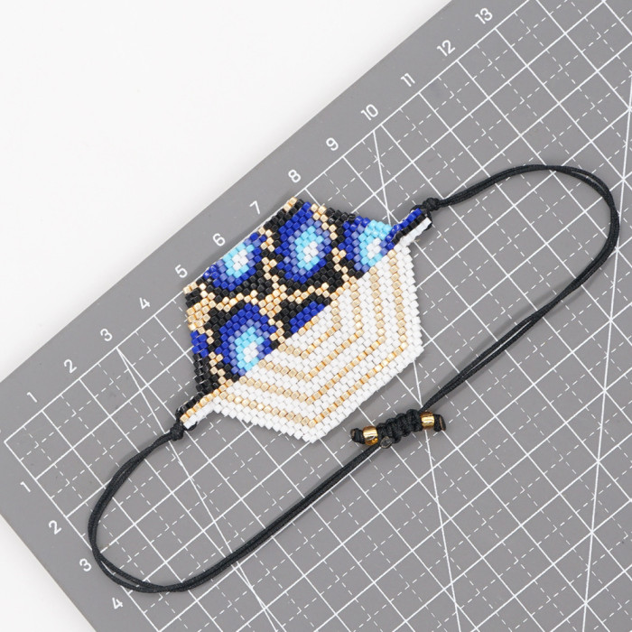 Ethnic Style Bracelet Antique DB Rice Beads Pure Hand-Woven Evil Eye Bracelet Women's Jewelry Wholesale