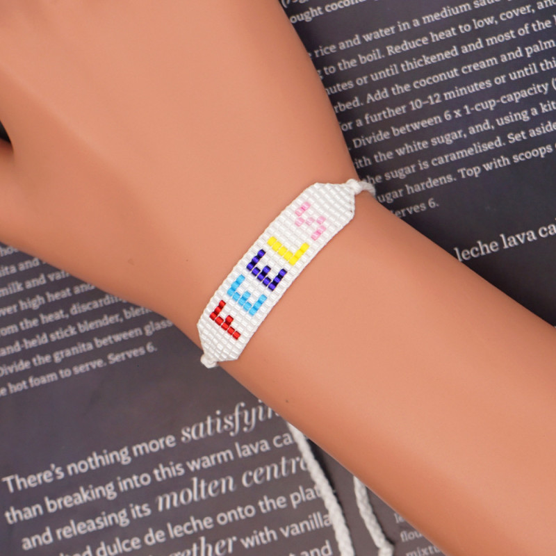 INS Cross-Border Heart Smiley Rainbow Miyuki Bead Bracelet Set Simple Letter Bohemian Style Bracelet