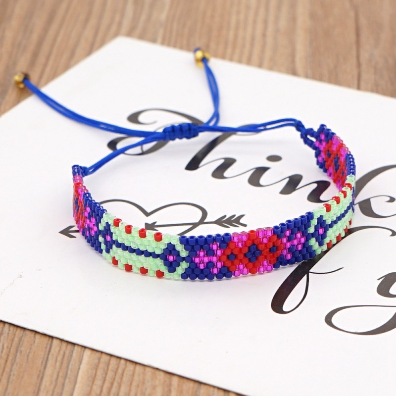 European and American Cross-Border Rainbow Miyuki Beads Colorful Antique Beads Geometric Indian Pattern Ethnic Style Geometric Bracelet