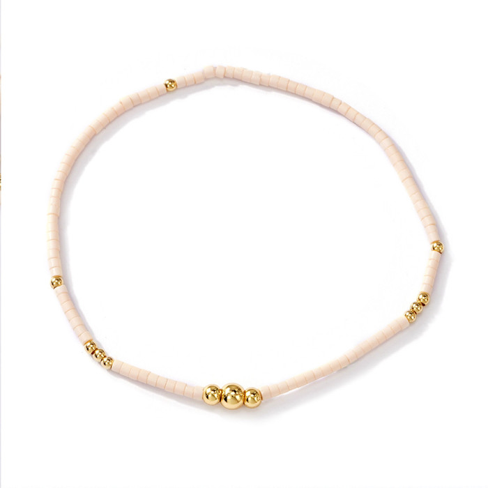 Hot Selling Simple Fashion Bohemian Style Colorful Copper Bead Bracelet Rice Bead Bracelet Single Piece Set Optional