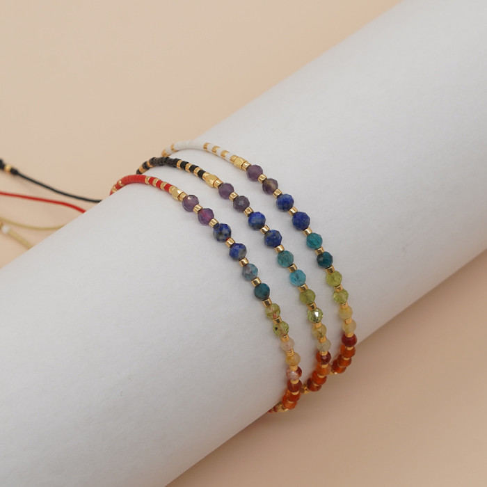 Ins Niche Design Sense Light Luxury Style Colorful Dopamine Gradient Natural Stone Bead Bracelet for Women