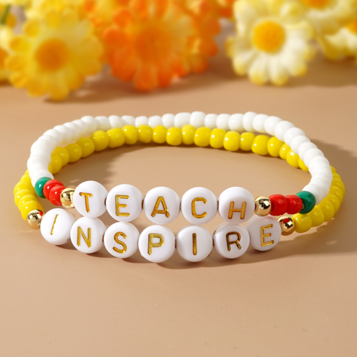 New Fashion Versatile Rice Bead Bracelet Set of 2 with Card Graduation Season Gift Multi-layer Beaded Bracelet