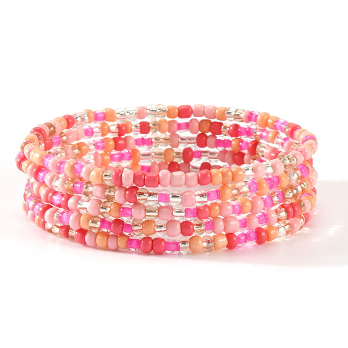 Bohemian Style Colorful Rice Bead Multi-layer Bracelet Handmade Stringed Colorful Round Beads Jewelry Wholesale