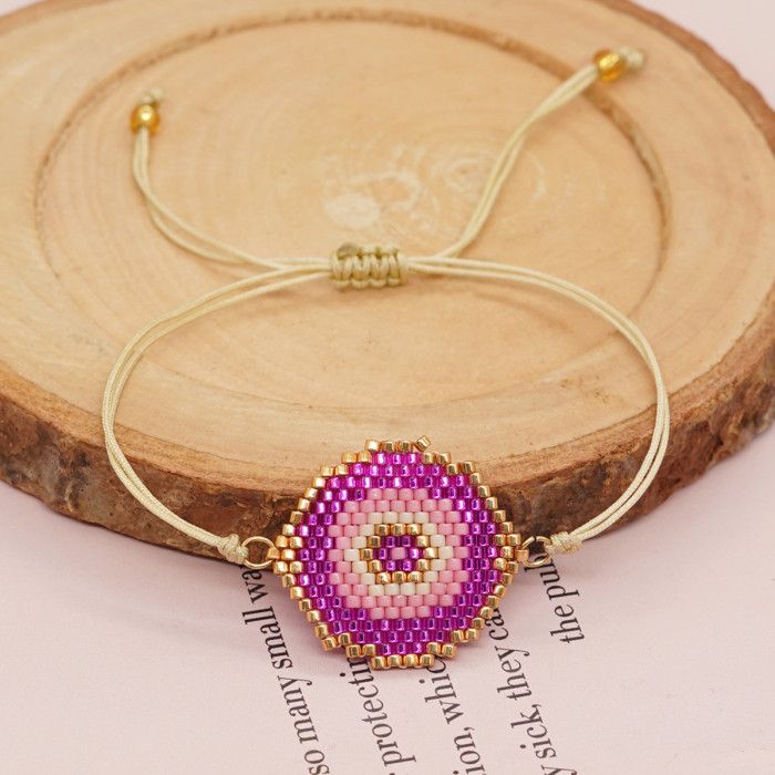 Summer Bohemian Style Colorful Beaded Bracelet Niche Handmade Woven Evil Eye Beaded Bracelet Wholesale