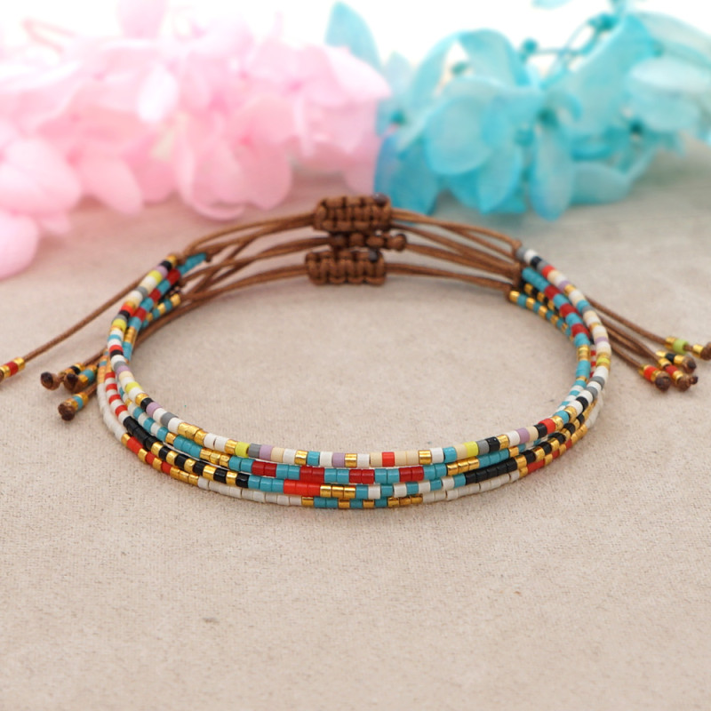 Cross-Border Bohemian Style Xiaomi Bead Bracelet for Women Handmade Woven Rainbow Multicolor Layered Friendship Bracelet