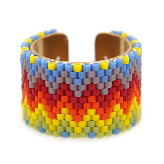 New Arrival Heart Miyuki Antique Rice Beads Handmade Woven Stainless Steel Ring Bohemian Style