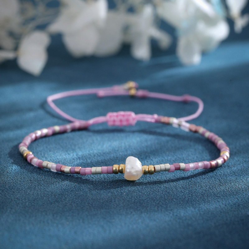 Japanese Style Summer Versatile Pearl Bracelet Simple Commuting Colorful Rice Bead Woven Hand Jewelry Exquisite Creative Bracelet for Street Selling