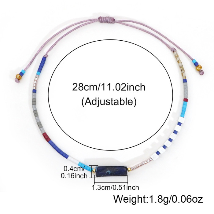 Cross-Border Bohemian Style Thin Bracelet for Women, Casual Commuting Simple Rice Bead Woven Gesture Natural Stone Accessory Bracelet