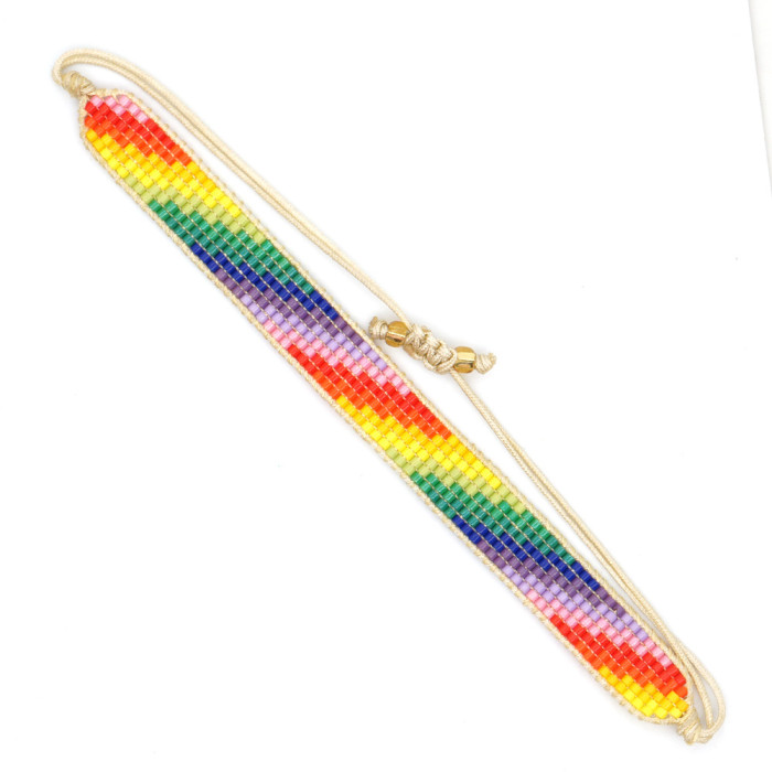 Amazon New Colorful 3-Row Rice Beads Interlocking Color Arrow Pattern Rice Beads Woven Bracelet Wholesale