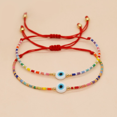 Ins Blogger Same Style Rainbow Miyuki Beads Handmade Woven Beaded Bracelet Simple Girlfriends Bracelet