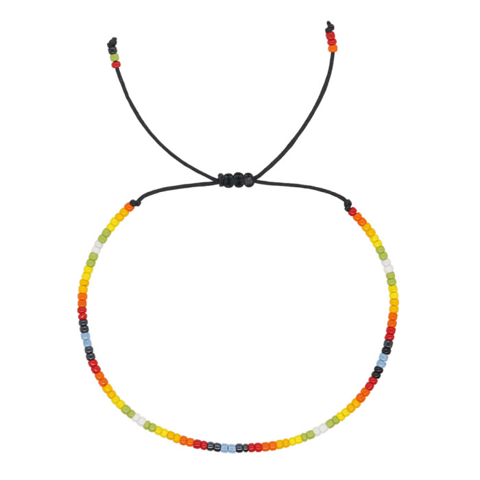 Internet Celebrity Style Bohemian Colorful Bracelet Thin Rice Bead Bracelet Ins Mixed Color Beads Couple Bracelet