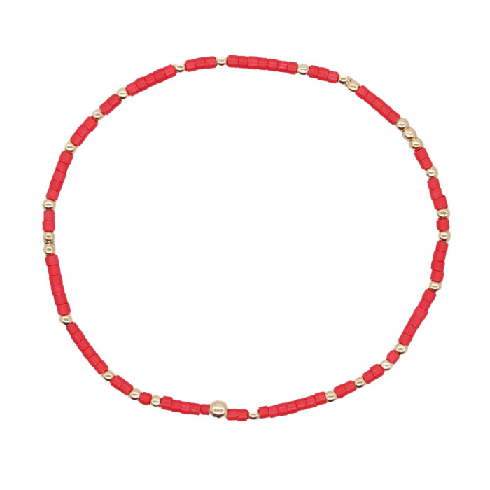 Cross-Border Hot-Selling Niche Glass Rice Bead Bracelet Simple Gold Bead Bracelet Personality Trend Solid Color Hand Jewelry for Stall Setup