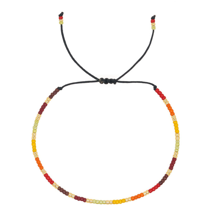 Internet Celebrity Style Bohemian Colorful Bracelet Thin Rice Bead Bracelet Ins Mixed Color Beads Couple Bracelet