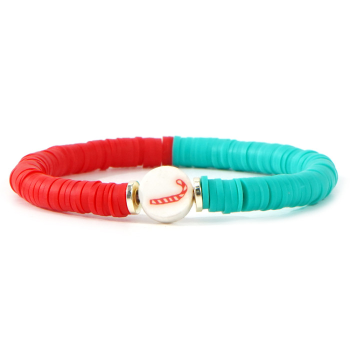 Style Christmas Atmosphere Gift Choice Santa Claus Snowflake Christmas Tree Soft Clay Beads Mixed Elastic Bracelet