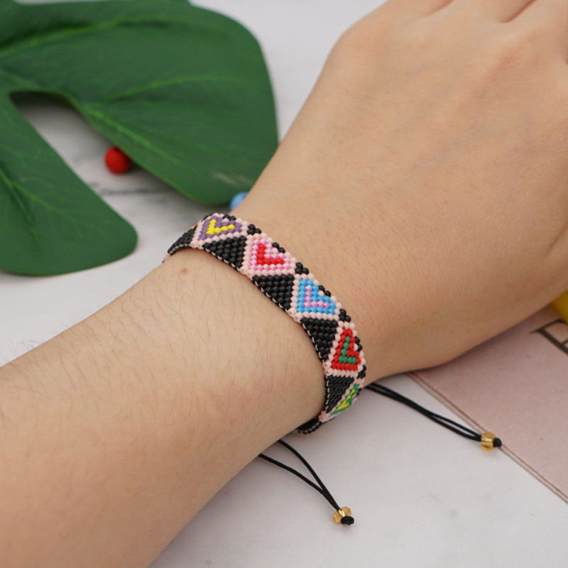 Fashionable Personality Trend Bohemian Miyuki Beads Handmade Woven European and American Cross-Border Heart Bracelet