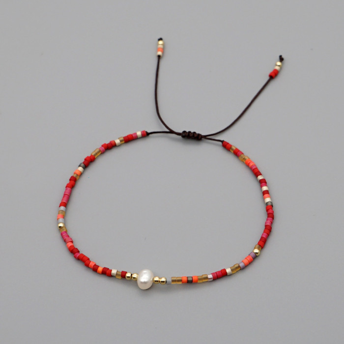 Custom Bohemian Style Natural Freshwater Pearl Bracelet Xiaomi Jewelry Women's Handmade Woven Bracelet