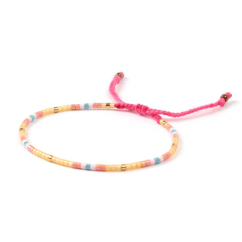 Cross-Border Niche Design Rainbow Rice Bead Woven Bracelet Internet Celebrity European and American Fashion Beach Style Natural Shell Bracelet for Women