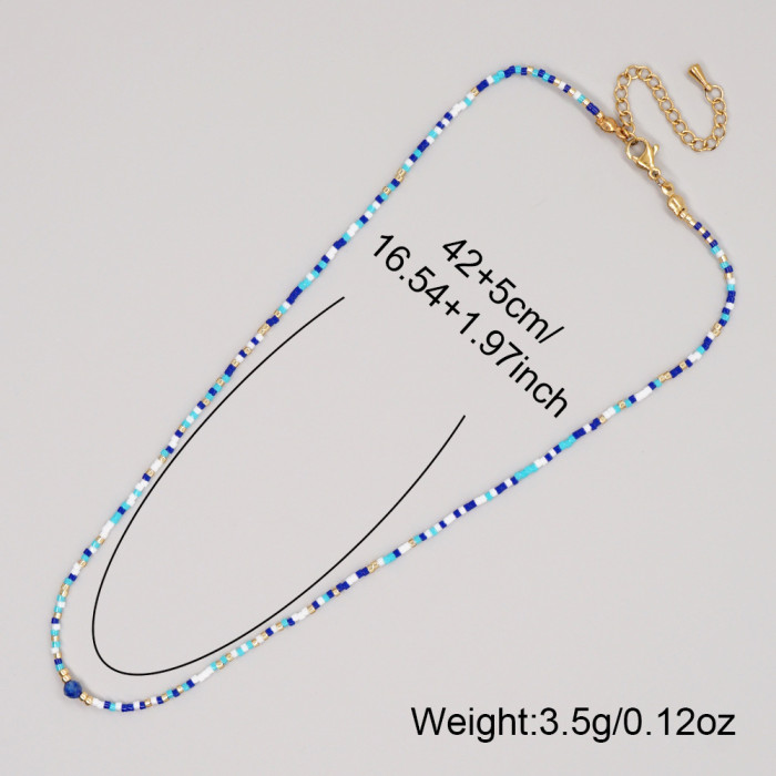 Bohemian Style Collarbone Chain Rice Bead Woven Natural Stone Paired with Exquisite Accessories Light Luxury Fashion Women's Necklace