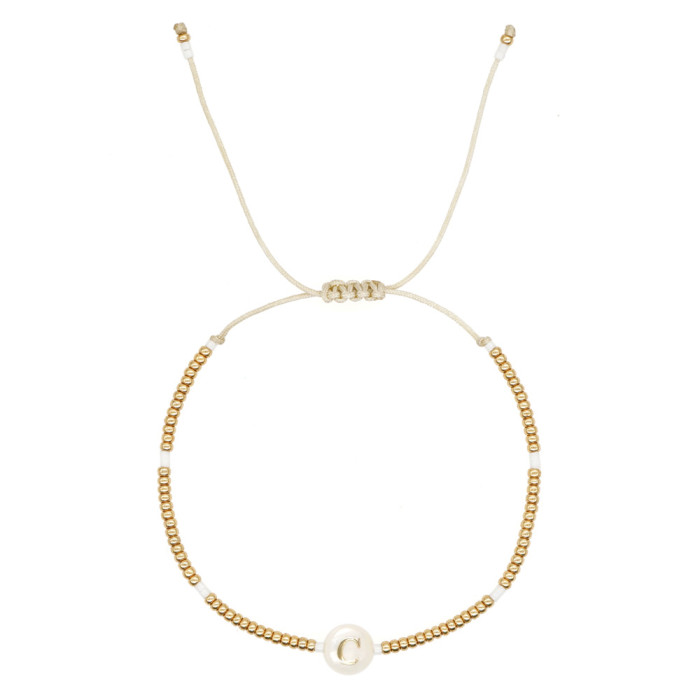 INS Style Simple Natural Shell Letter Gold Plated Beads Handmade Miyuki Beads Small Bracelet for Women
