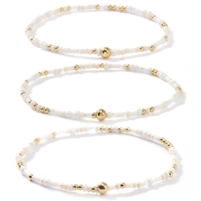 Bohemian Style Colorful Xiaomi Bead Bracelet Fashion Versatile Handmade Copper Bead Bracelet Women's Jewelry