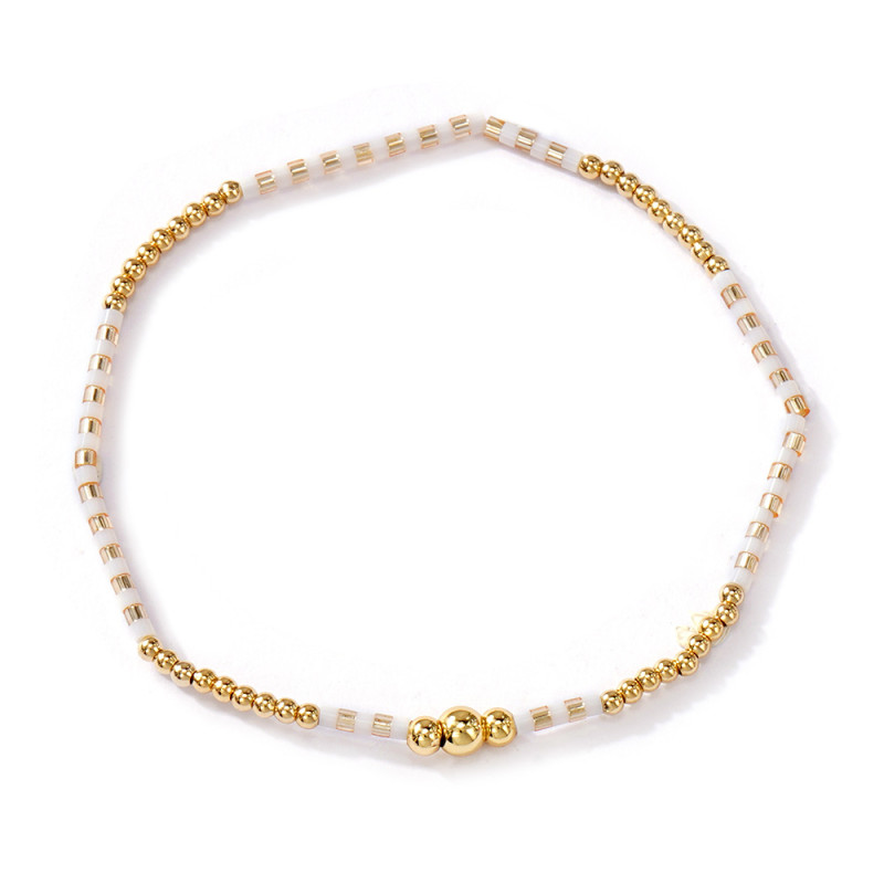 Cross-Border Hot Selling Simple Fashion Bohemian Style Colorful Copper Bead Bracelet Rice Bead Bracelet Single Piece Set Optional