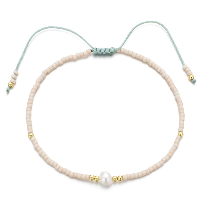 Bohemian Style Rice Bead Semi-Precious Stone Colorful Beaded Bracelet Lucky Stone Couple Bracelet Women's Small Bracelet