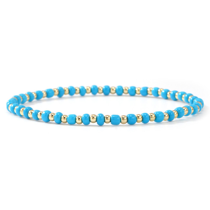 Trendy Fashion Light Luxury Colorful Rice Bead Bracelet Gold Beaded Layered Set Bracelet for Women with a Sense of So...