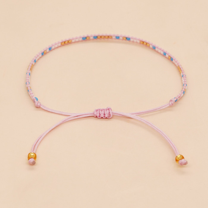 DIY Handmade Woven Bracelet Bohemian Style Friendship Beaded Bracelet Layered Rice Bead Woven Bracelet