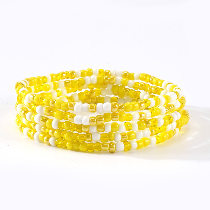 Summer Colorful Beaded Bracelet Bohemian Style Ocean Vacation Fashion Five-Piece Set for Men and Women Geometric Design