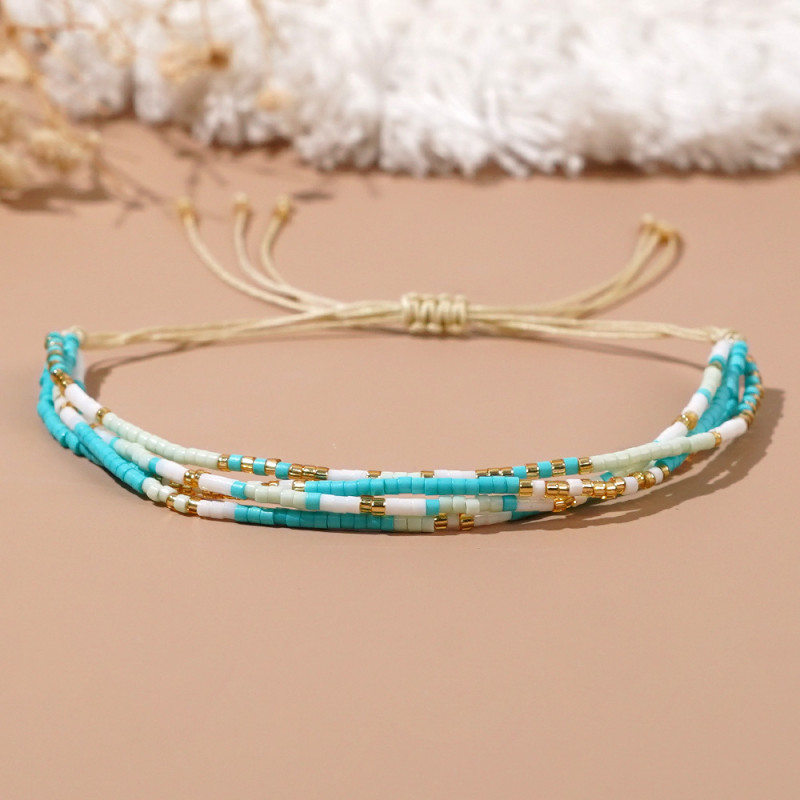 Summer Fresh Style Rice Bead Bracelet Multi-layer Woven Adjustable Japanese and Korean Style Creative Artistic Versatile Bracelet for Women