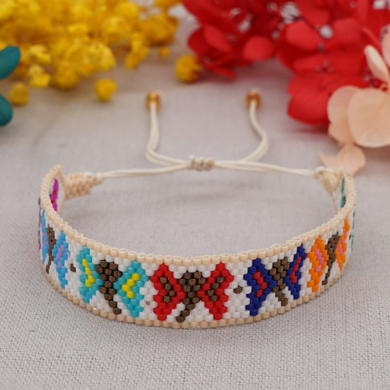 Colorful Bohemian Style Heart Miyuki DB Antique Seed Bead Miyuki Bracelet Handmade Woven Versatile Bracelet for Women