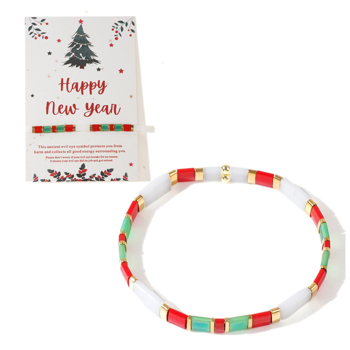 Hot Sale Christmas Elements Colorful Imported Elastic Bead Bracelets Wholesale Custom Holiday Gifts