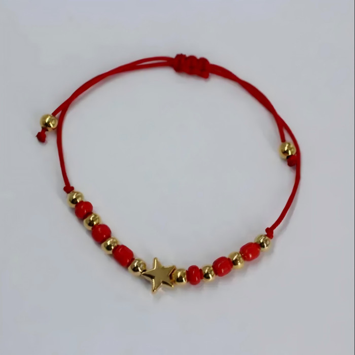 New Source Gold Five-Pointed Star Beaded Woven Rice Bead Bracelet for Women, Hot Selling on AliExpress and Amazon