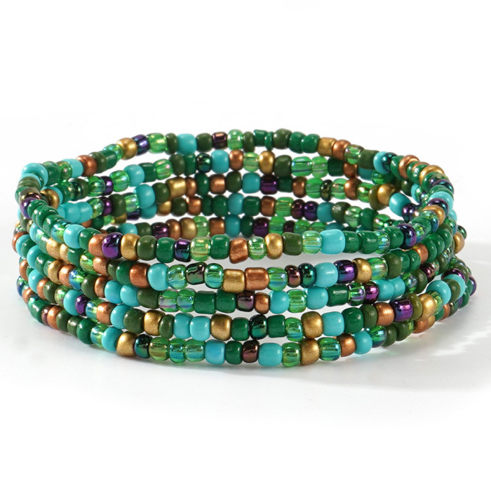 Summer Colorful Beaded Bracelet Bohemian Style Ocean Vacation Fashion Five-Piece Set for Men and Women Geometric Design