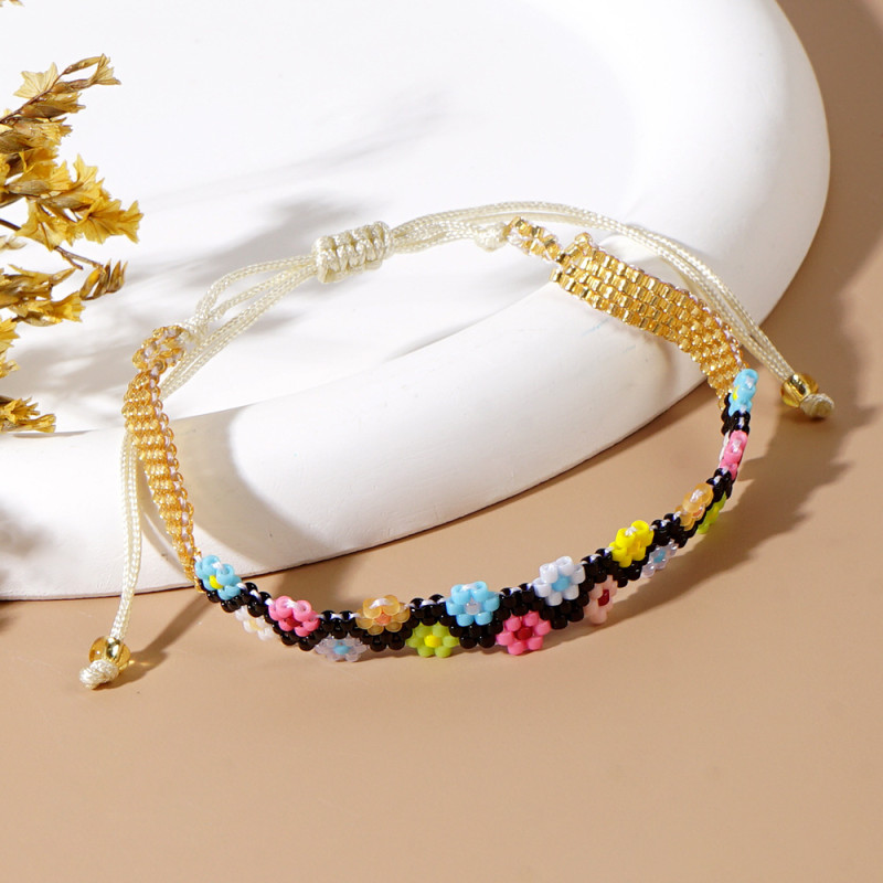 New MIYUKI Seed Bead Woven Colorful Daisy Flower Bracelet Colorful Seed Bead Woven Bracelet European and American Jewelry