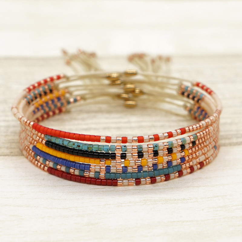Cross-Border Japanese and Korean Minimalist Style Ins Niche Design Bracelet Colorful Xiaomi Beads Beaded Bracelet Handmade Woven Bracelet