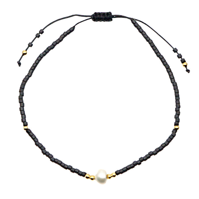 Summer Hot-Selling Pearl Bracelet Simple Versatile Black Rice Bead Woven Hand Jewelry High-End Gift Bracelet Wholesale