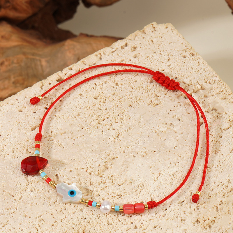 Cross-Border European and American Hot-Selling Fashion Jewelry Set Rice Beads Shell Cross Colorful Crystal Braided Bracelet
