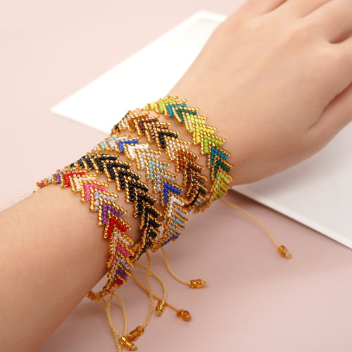 Cross-Border Trendy Brand Design Minimalist Style Bracelet Miyuki Seed Beads Handmade Rainbow Arrow Flower Pattern Women's Bracelet