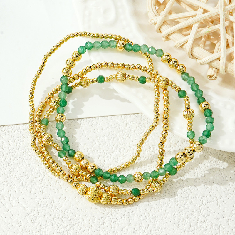 European and American Cross-Border New Jewelry Set Colorful Rice Beads String Jewelry Stone Bracelet Bohemian Style Color-Block Bracelet for Women
