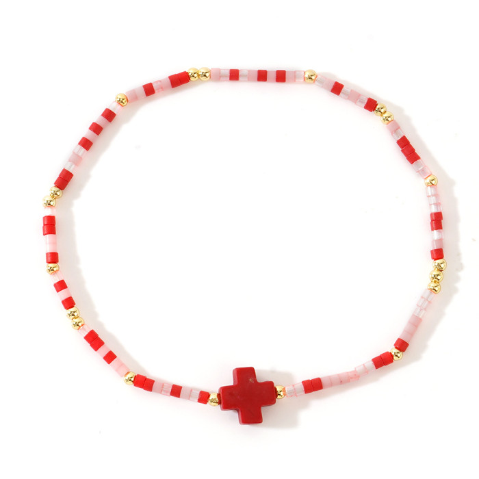 Hot-Selling Style Colorful Cross Beaded Bracelet Summer Fresh Bohemian Style Women's Jewelry Wholesale