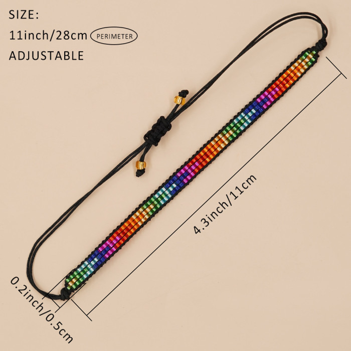 Amazon New Colorful 3-Row Rice Beads Interlocking Color Arrow Pattern Rice Beads Woven Bracelet Wholesale