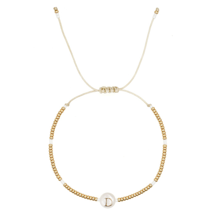 INS Style Simple Natural Shell Letter Gold Plated Beads Handmade Miyuki Beads Small Bracelet for Women