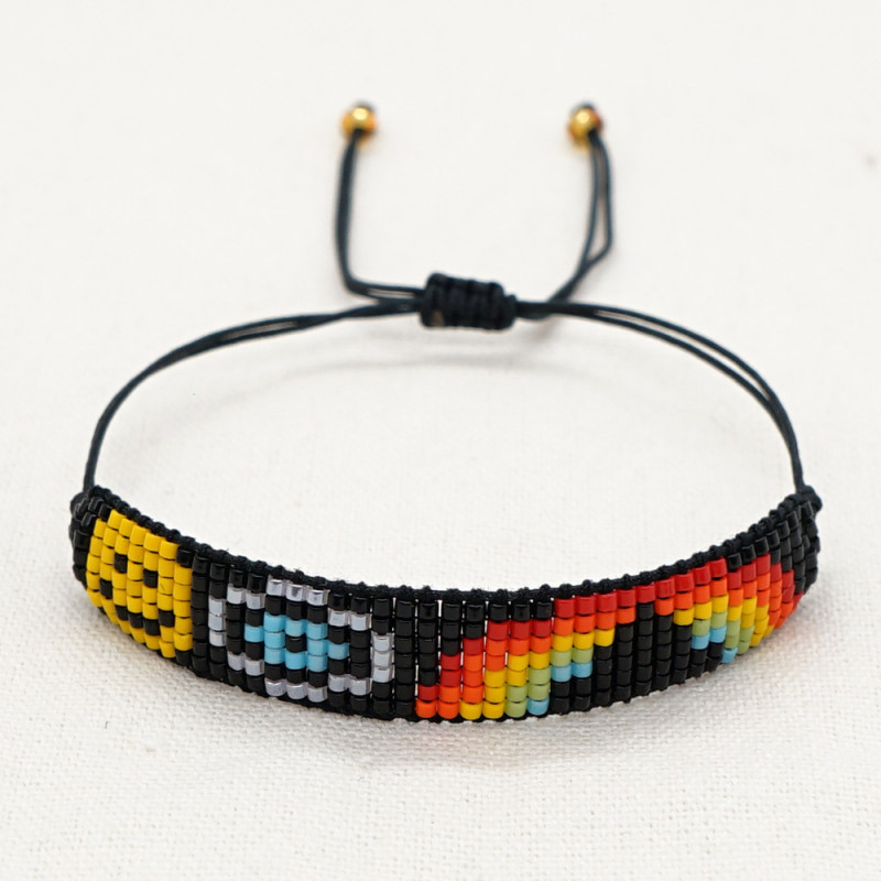 Minimalist Fashion Miyuki Beads Handmade Weaving European and American Cross-Border Hot-Selling Bohemian Yellow Smiley Face Colorful Evil