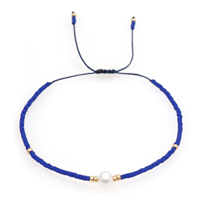 European and American Simple Fashion Rice Bead Bracelet Handmade Woven Friendship Bracelet Gold Bead Semi-Precious Stone Women's Small Bracelet