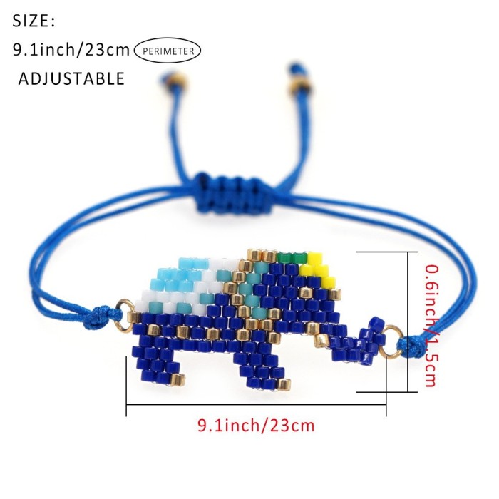 INS Hot Ethnic Style Jewelry Miyuki Beads Handmade Beaded Woven Lucky Elephant Adjustable Bracelet DIY Hand String