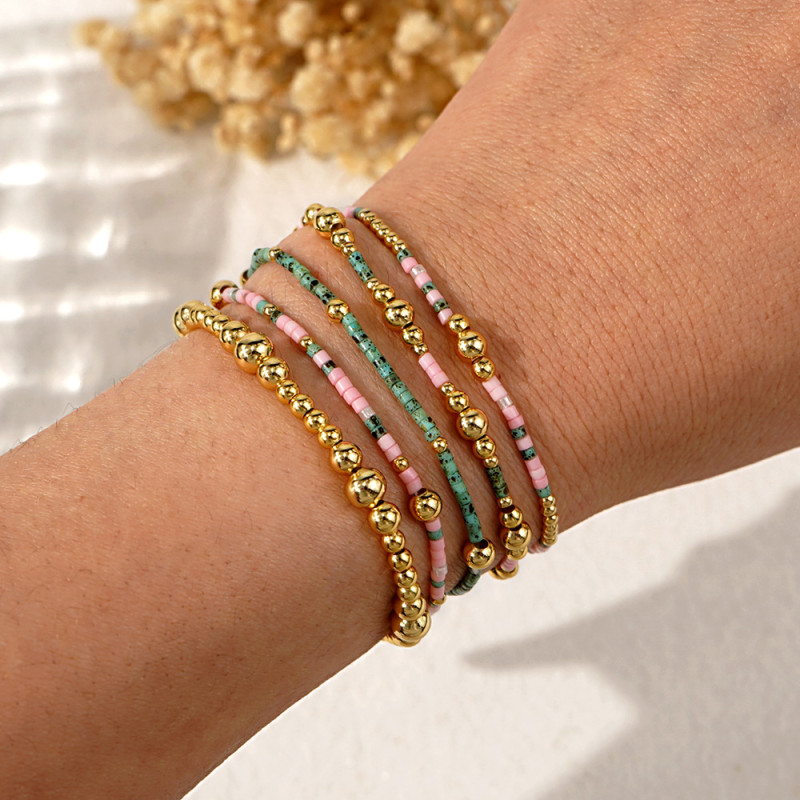 Colorful Layered Beaded Bracelet Light Luxury High-end European and American Fashion Niche Bracelet Women's Set Night Market Stall Jewelry